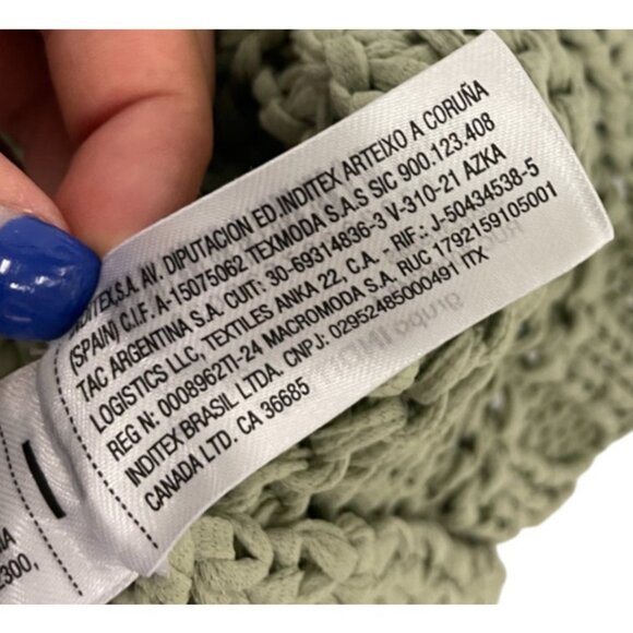 Zara Women Knit Sweater Cardigan Chunky S Small Green flower button 3920/237 NWT - Picture 11 of 16